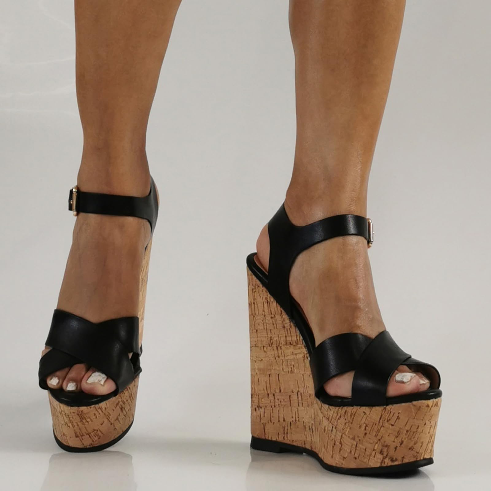 Sandalias de cuña con Tira de Tobillo para Mujer | Tacones con Plataforma de 15 cm (6 Pulgadas) para Vacaciones, Salidas, Fiestas de Cosplay de Vampiros y Discotecas