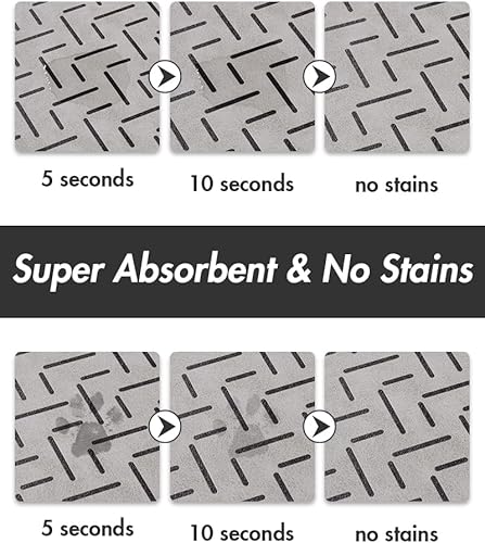 Miniatura 2 de MontVoo -Tapete absorbente para alimentación de mascotas-Tapete de secado rápido para perros sin manchas para comida y agua-Tapete de goma para