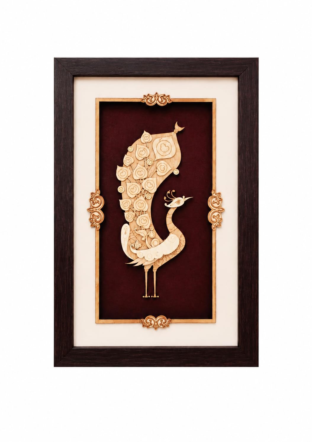 3D Premium Layer Wall Art || Decorative Peacock 8x12 Inch | Velvet Background, Laser Cut Wood, Easy to Hang, Protective Sheet-image-47
