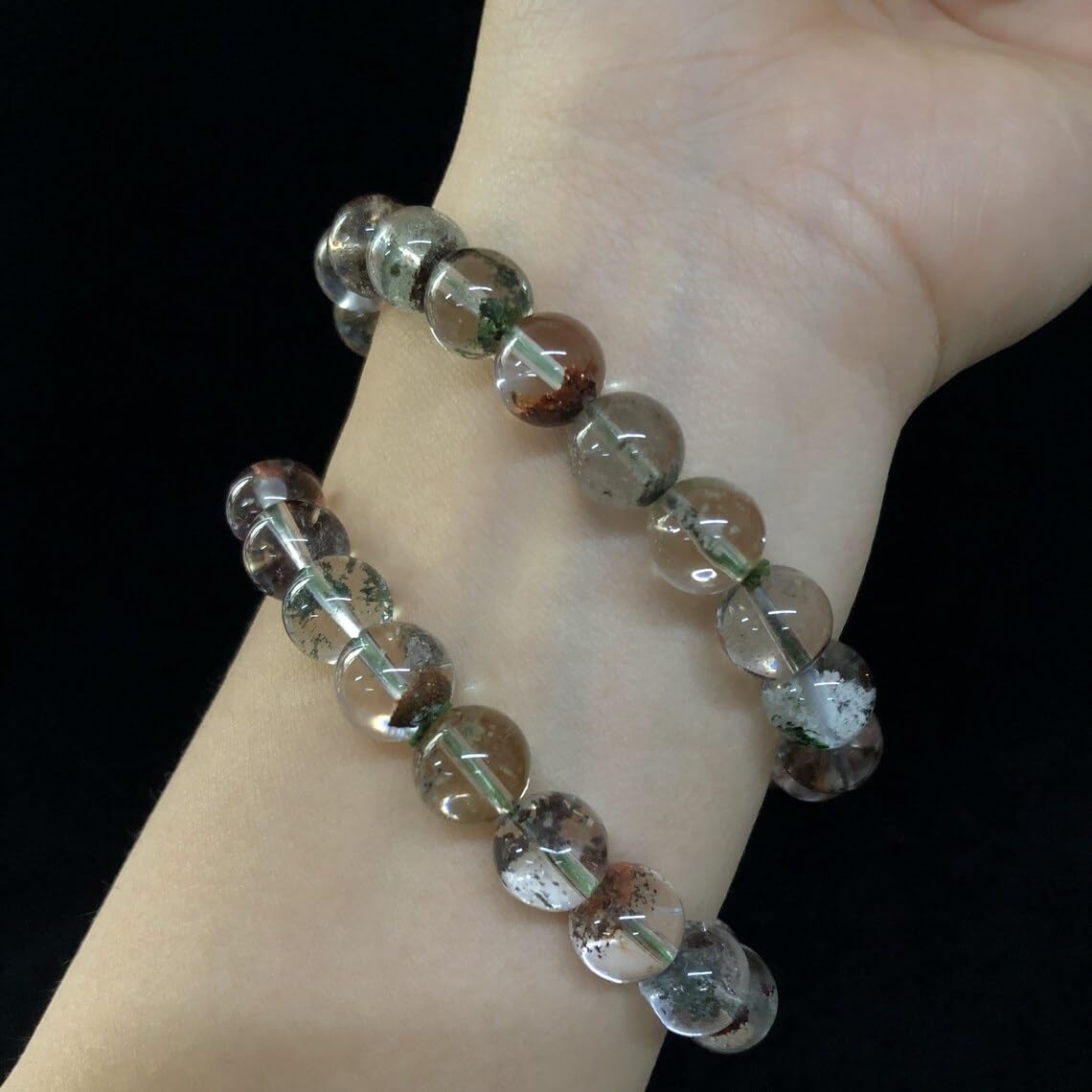 Braccialetto da giardino in quarzo fatto a mano con pietre semipreziose naturali da 10 mm, perline rotonde lisce ed elastiche, braccialetto bohémien, braccialetto per meditazione spirituale, bracciale