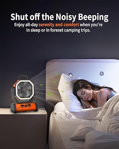 Miniatura 2 de ADUST Ventilador de camping  Ventilador de 20000 mAh con batería recargable portátil para tienda de campaña al aire libre con gancho para colgar,
