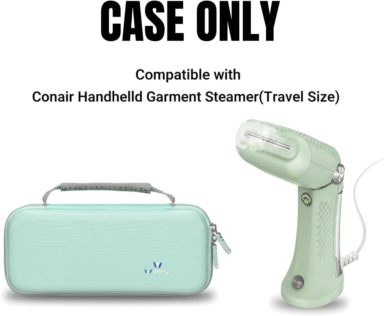 Hard Travel Carrying Case for Conair Handheld Garment Steamer, Mint Green Portable Storage Case fits for Conair Small Size Travel Steamer with Dual Voltage for Worldwide Use(Case Only)