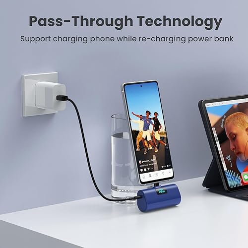 Miniatura 5 de Cargador portátil pequeño de 5200 mAh, cargador de batería PD USB C mejorado con conector USB-C integrado, pantalla LCD, compatible con iPhone 1515