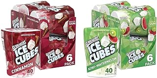 ICE BREAKERS Ice Cubes Cinnamon Sugar Free Chewing Gum Bottles (6 Count, 40 Pieces) and ICE BREAKERS Ice Cubes Kiwi Watermelon Sugar Free Chewing Gum Bottles (6 Count, 40 Pieces)