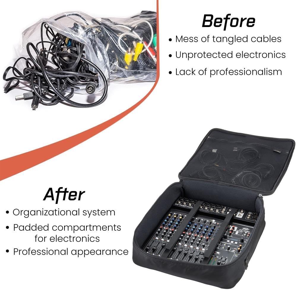 AURAY Nylon Padded Mixer Bag with Gear Protector, Removable Strap & Carry Handles - Fits Up to 18x18 inch Mixers, Weather-Resistant, Zipped Pockets - Ideal Storage Case for Travel and Audio Gear