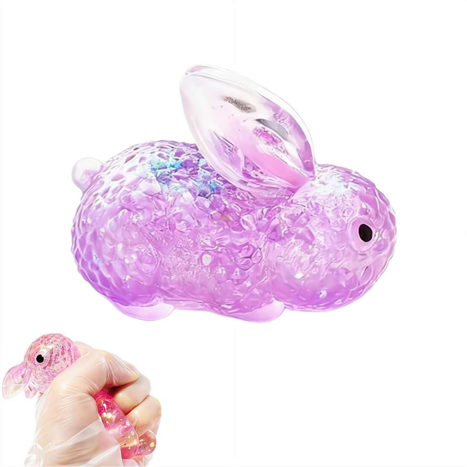 FDEFIRTFG Squeeze toys, SugarToys Easter Rabbit Stress Balls, Basket Stuffer, Easters Bunny Squeeze Fidget Toys(Purple)