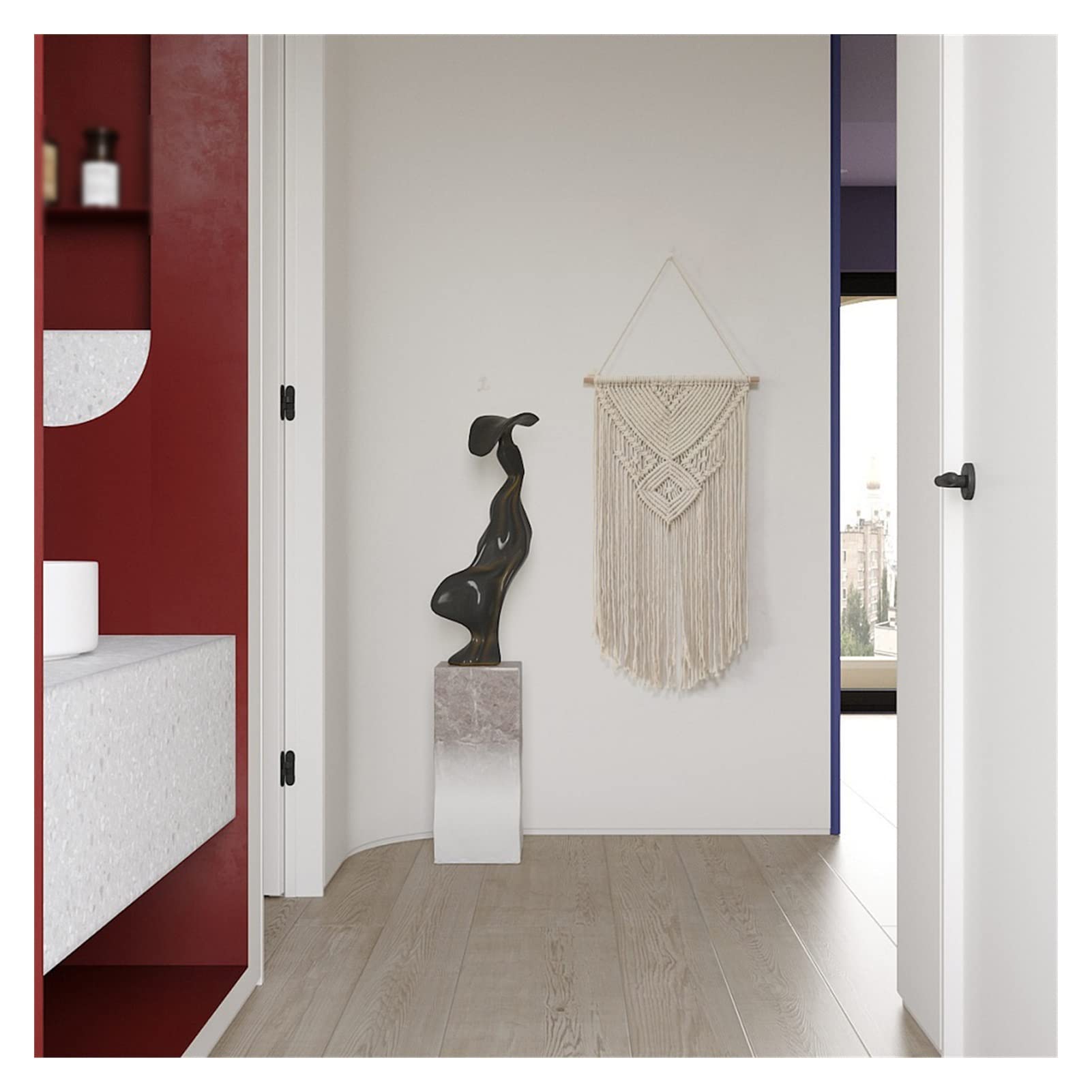 fhrFDTUxf arazzo da parete tessuto, Arazzo bohémien in corda di cotone fatto a mano, accessori decorativi per casa