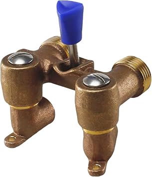 Midline Valve XNW12 Dual Washing Machine Shut Off Valve; for Hot and Cold Water Supply; 1/2 in. SWT x 3/4 in. Hose; Cast Brass