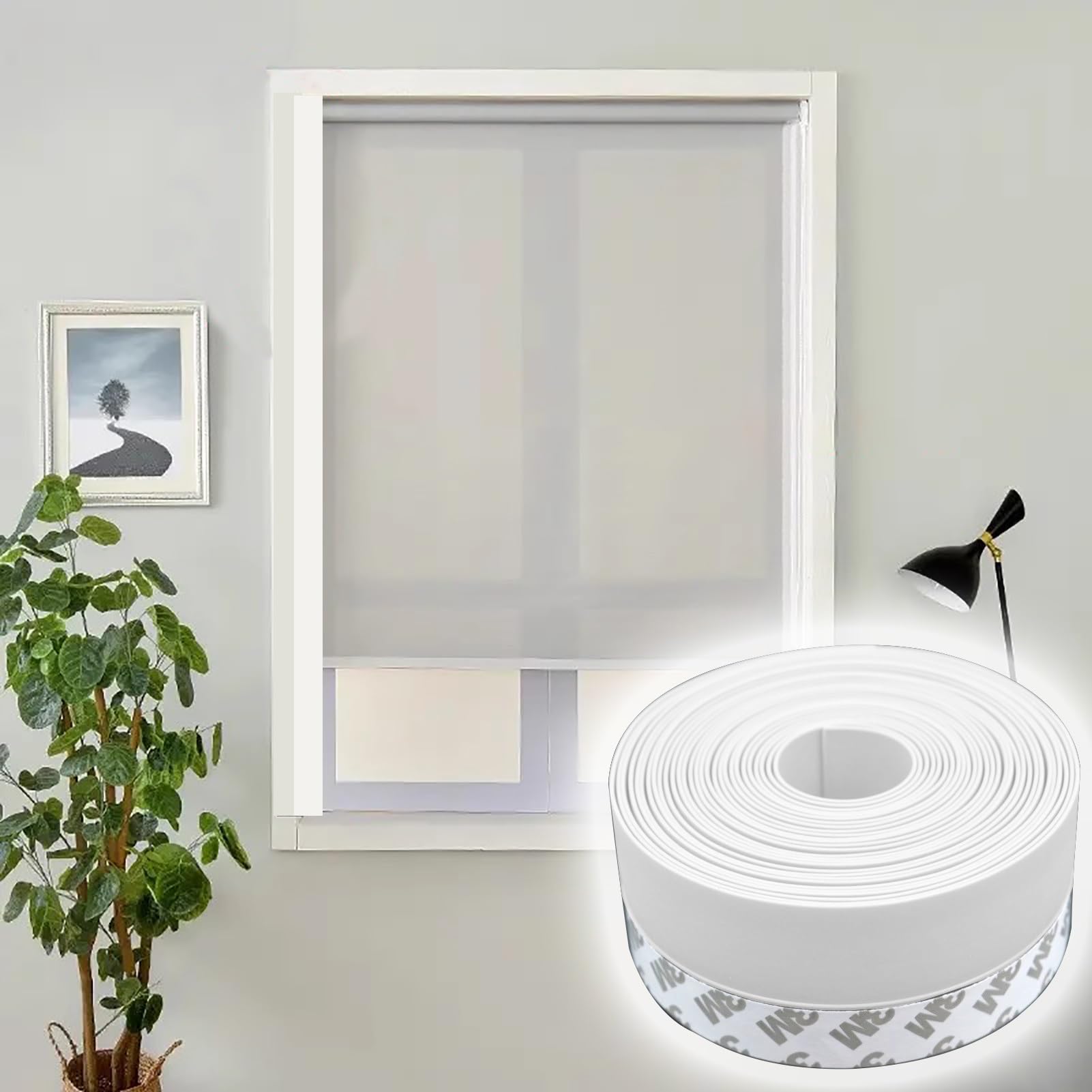 Viiguiy White Self Adhesive Light Blocking Strips, Flexible Silicone Window Light Blocker, 4.5Cm Widen Side Blackout Blocker Tapes For The Gap Of Roller Shade(White)