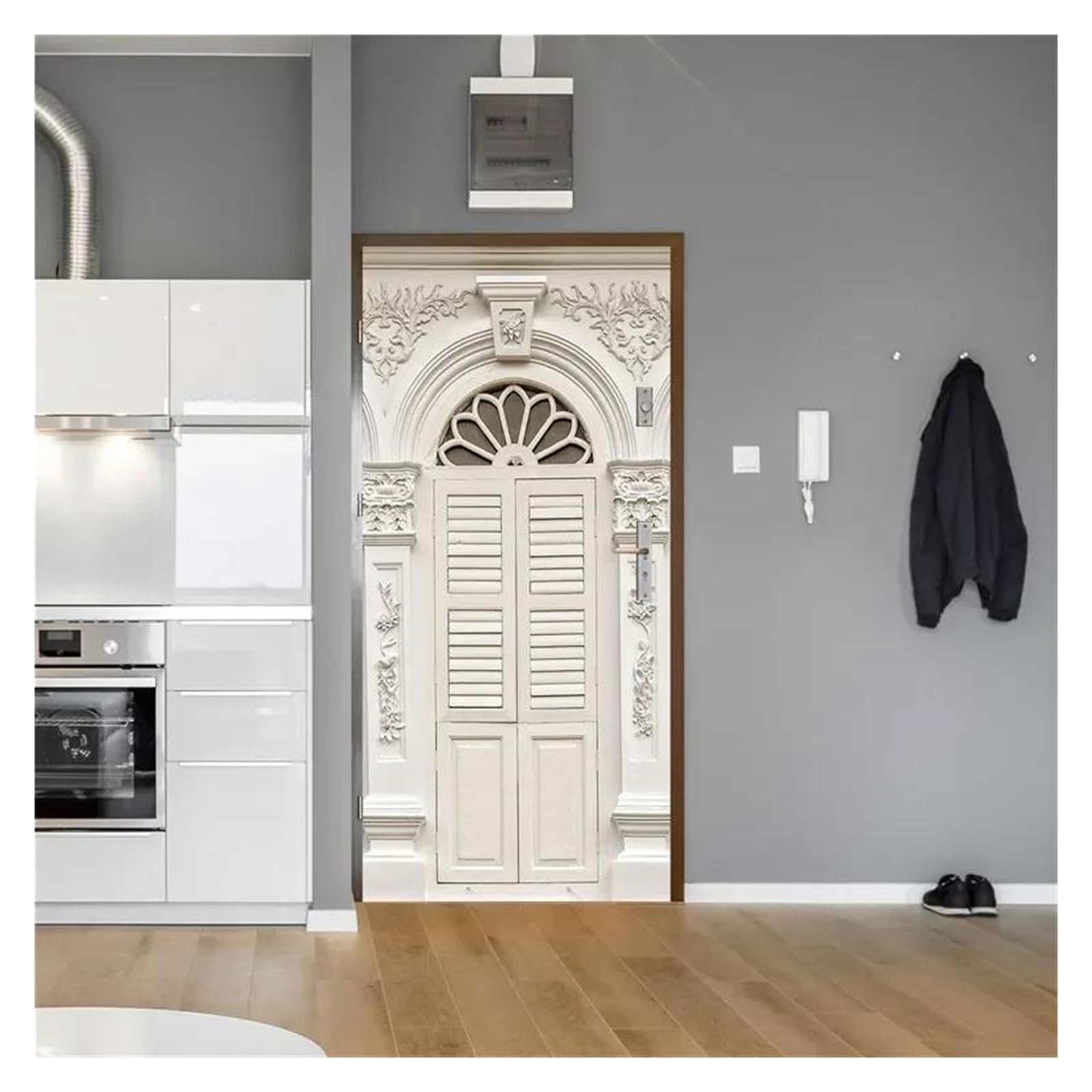 Autocollant de porte 3D paysage moderne O 40x120cm pour décoration de cuisine et salon