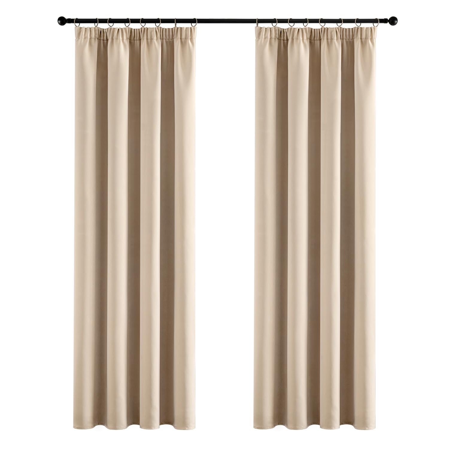 MIULEE Cortinas Opacas con Cinta Fruncida 2 Piezas 140x245 CM, Beige Cortina Ventana Dormitorio Modernas Cortina Anti Luz, Salon Cortinas Opaca Termica Aislante Habitacion Modernas