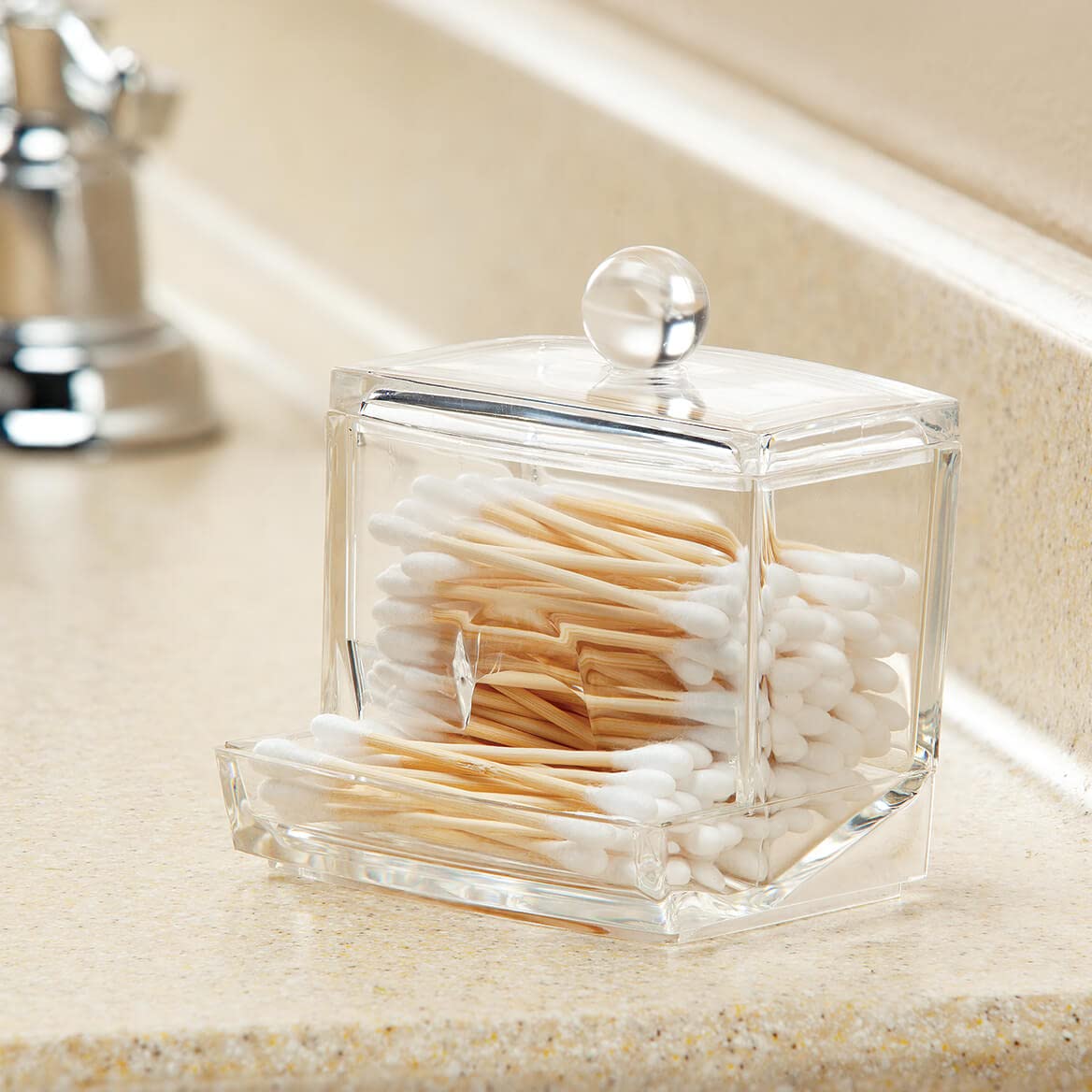 Fox Valley Traders Clear Acrylic Cotton Swab Dispenser