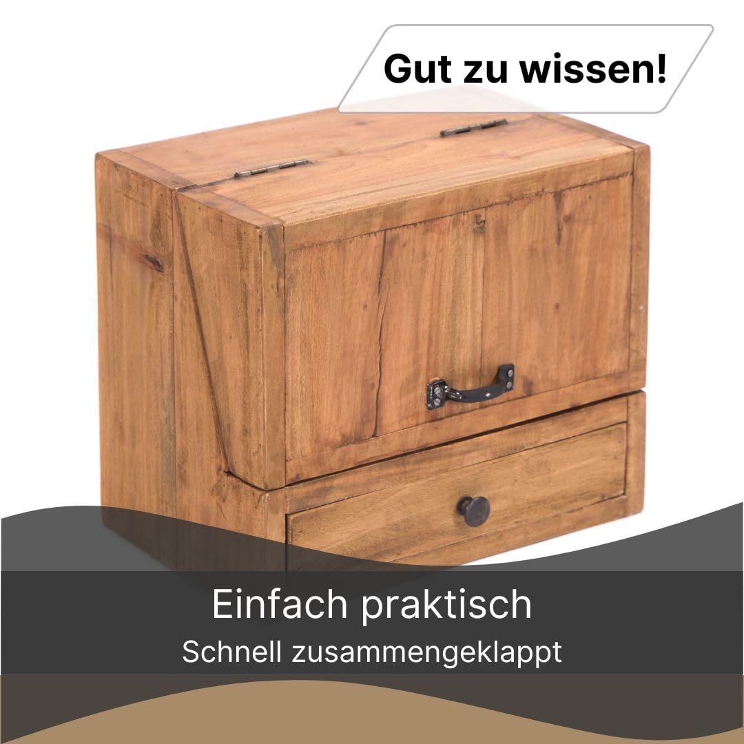 Tisch Organizer Case | klappbar, 48 cm, Mahagoni Holz | Büro Organizer, Organizer Kiste, Schreibtisch Aufbewahrung, Aufbewahrungskiste