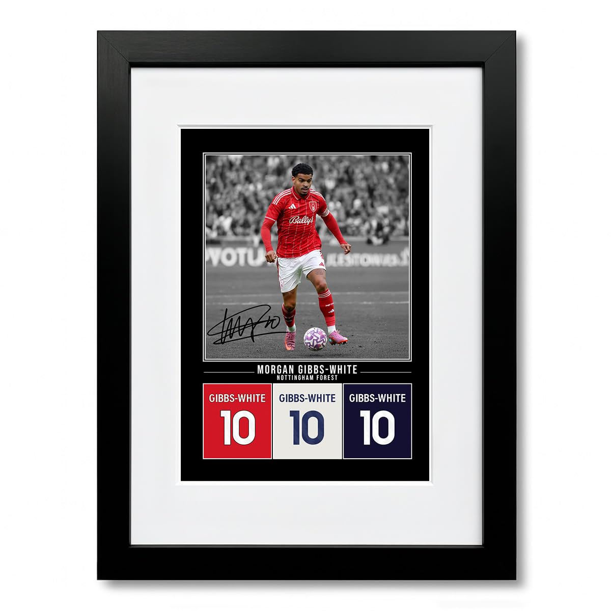 Mounted Gifts Trading A4 Framed & Mounted Black Morgan Gibbs-White Nottingham Forest Signed Photo Poster Print Picture Display Framed Autograph Memorabilia For Football Fans Gift England (A4 Framed & Mounted Black)