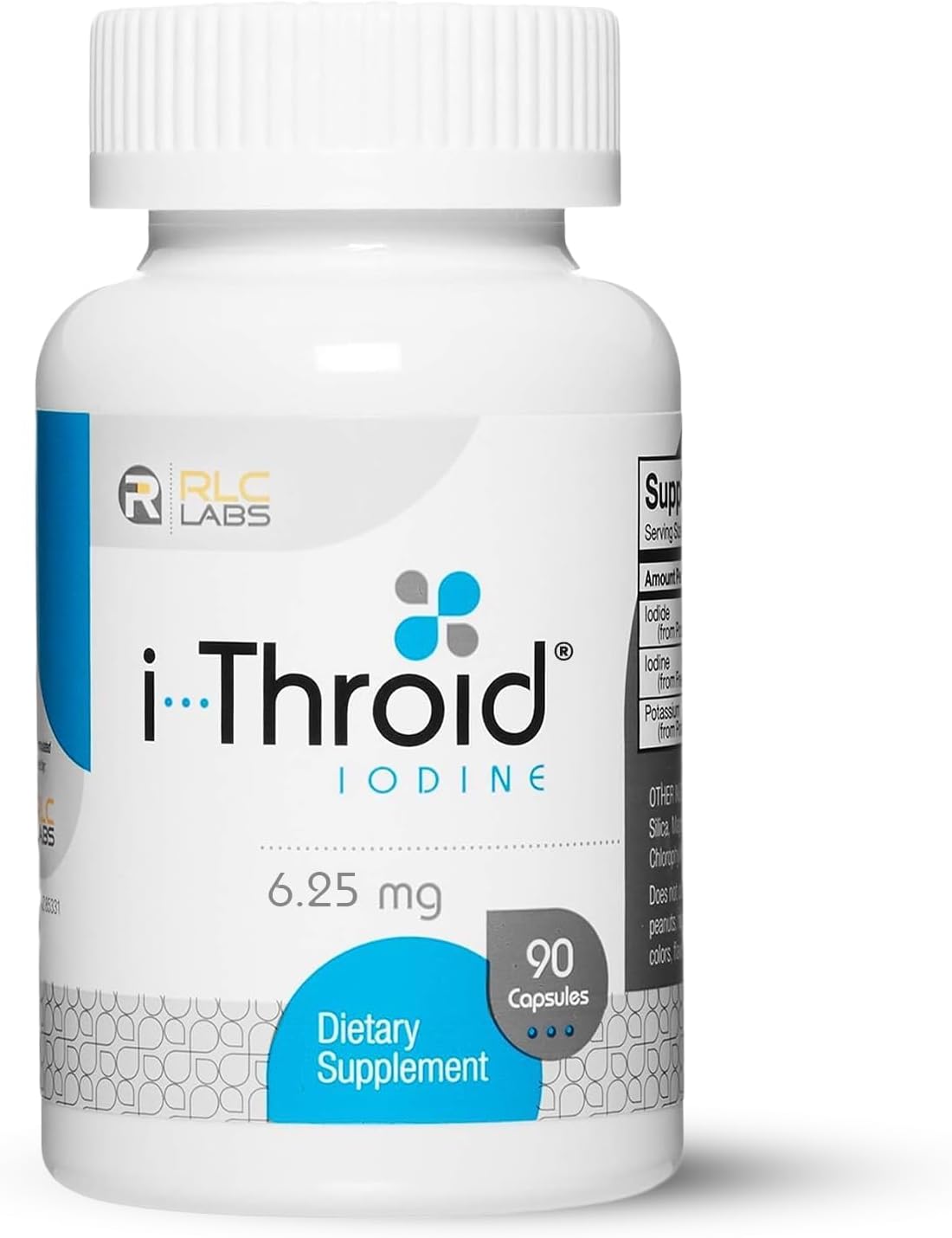 RLC Labs i-Throid 6.25 mg - Thyroid Supplements for Hypothyroidism, lodine/Iodide Supplements for Thyroid, Support Healthy Metabolism, Thyroid Support for Women and Men - 90 Vegetarian Capsules