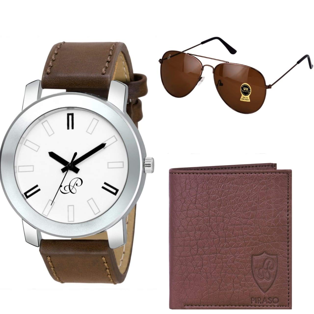 PIRASO Brown Colour Combo Pack of Sunglasses, Watch and Wallet (B08K3HSY59) Amazon Price History, Amazon Price Tracker