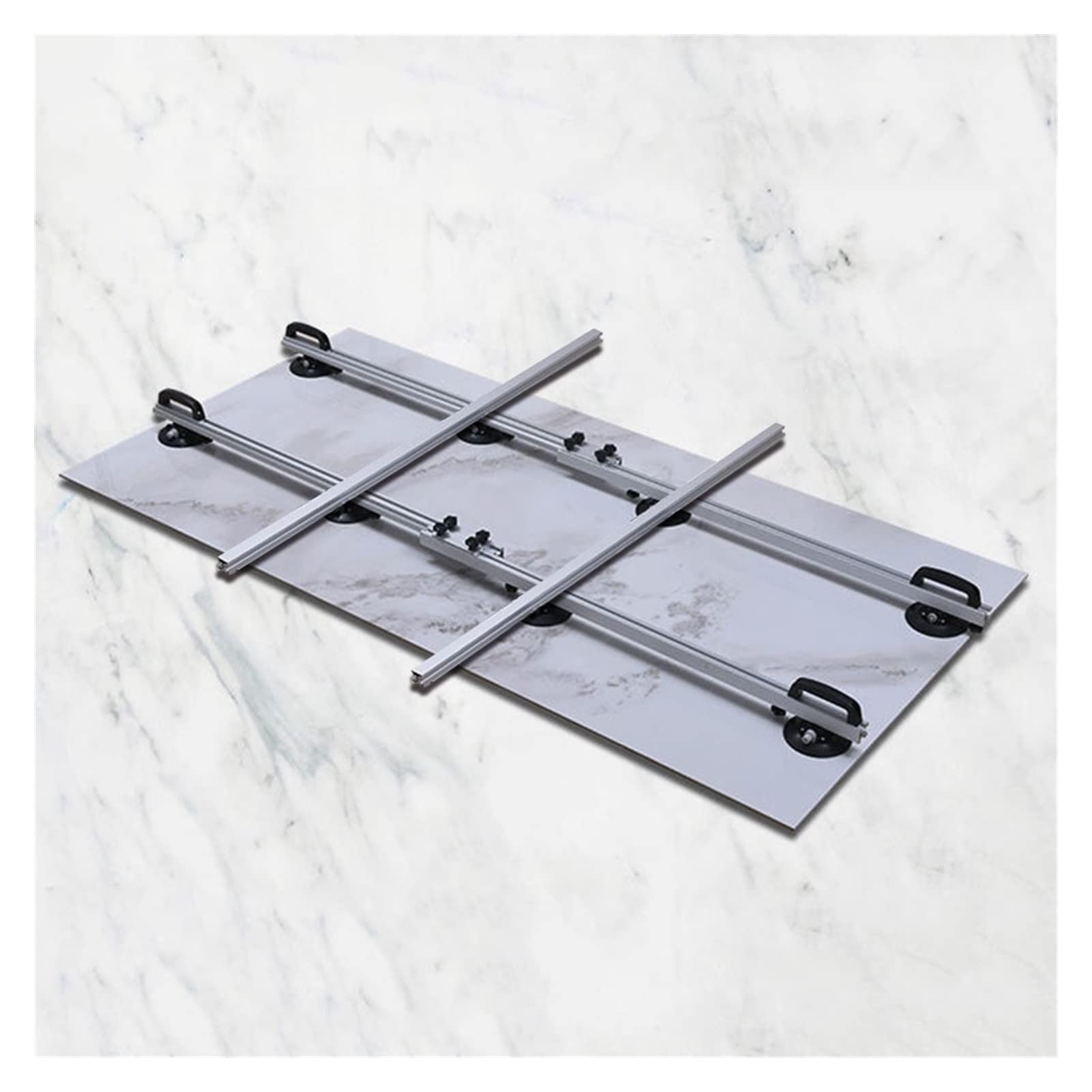 Soywim 2.4M With Cross Bar Seam Setter, 190-360 Cm Large Format Tile Slab Carry System Porcelain Ceramic Handling Lifter Tool With 10 Pcs Vacuum Suction Cups(2.4M With Cross Bar)