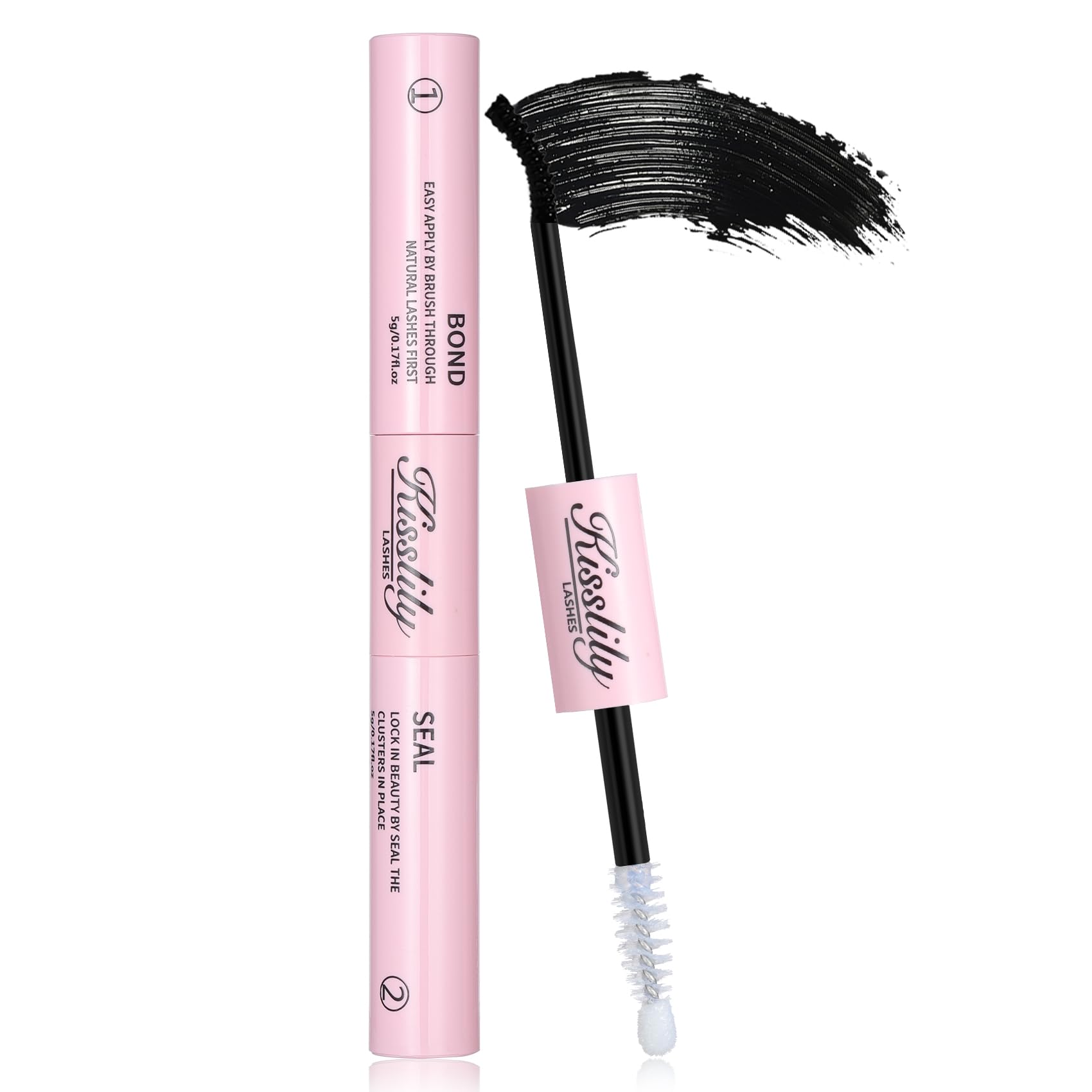Kisslily Lash Cluster Glue Waterproof Bond and Seal Lash Glue Long Lasting Eyelash Glue Strong Hold Bond and Seal 2-in-1 Adhesive for Home Work Party