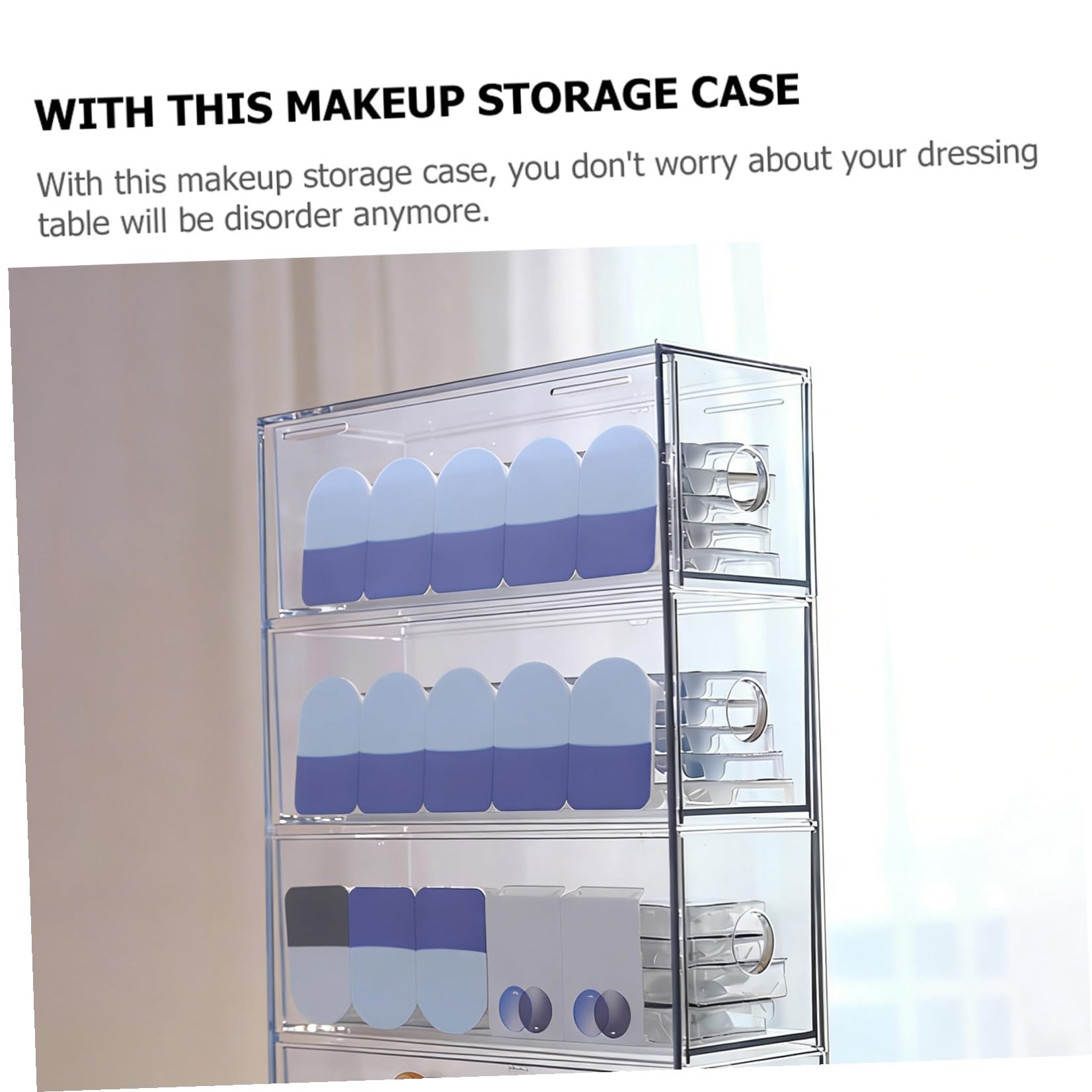Beaupretty Organizer Design Semplice ed Cosmetico Trasparente in Acrilico 4 Scomparti Sovrapponibili e Organizzare Prodotti di Bellezza per