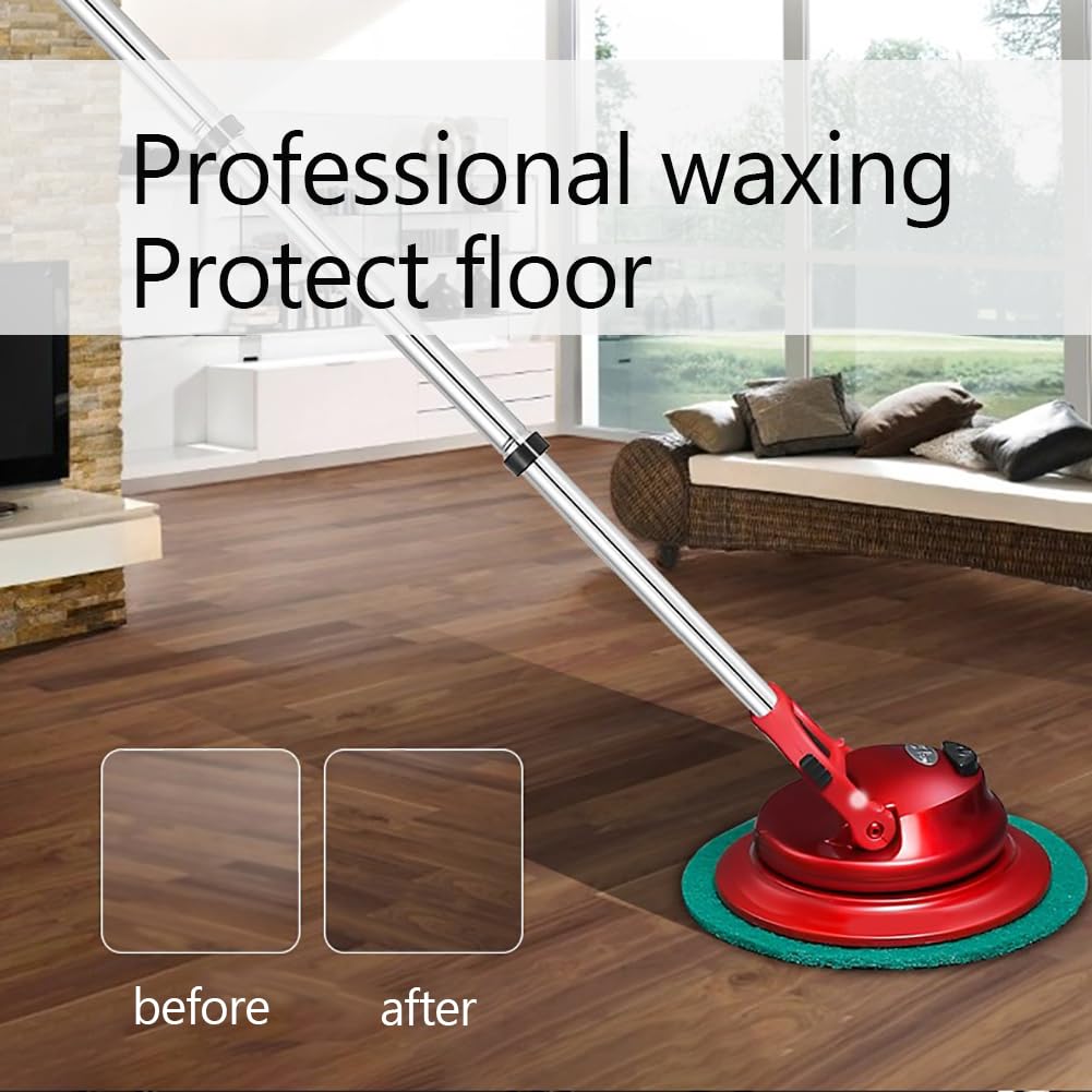 Limpiador y Pulidor, Limpiador y Pulidor de Pisos Duros de Órbita Aleatoria con 4 Modos, Limpieza de Pisos Multiusos, Base Giratoria 360°, Ancho de Limpieza Amplio, Altura Ajustable para Uso Dom Pink