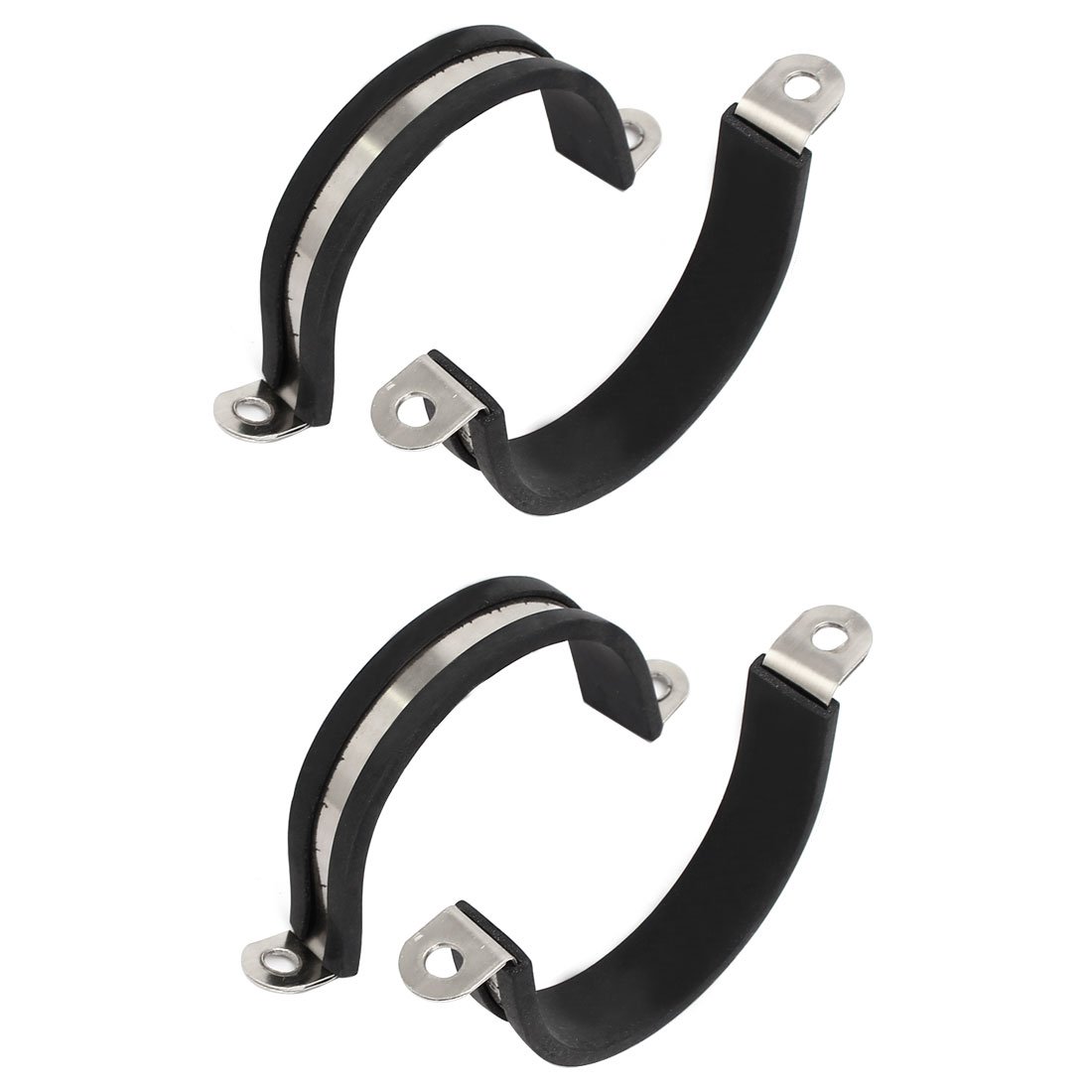 Aexit 45mm Dia Fastener Rubber Lined U Shaped 304 Stainless Steel Pipe Clip Hose Clamp 4pcs Model:80as664qo48