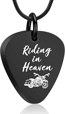 zeqingjw Urn Necklace for Ashes Motorcycle Cremation Urn Pendant Riding in Heaven Memorial Ash Keepsake Cremation Jewelry for Men Women