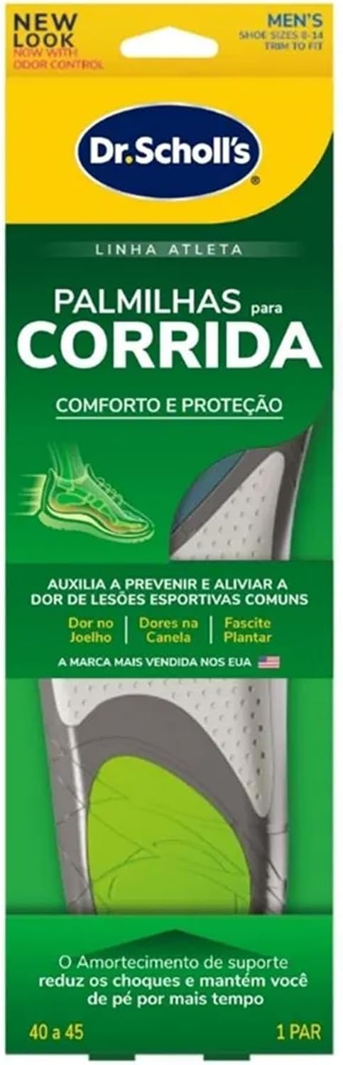 Palmilhas para Corrida Dr. Scholl’s - Calçados 40 ao 45 – Suporte Dinâmico, Amortecimento Avançado e Absorção de Impacto para Corrida Palmilhas para Corrida Dr. Scholl’s - Calçados 40 ao 45 – Suporte Dinâmico, Amortecimento Avançado e Absorção de Impacto para Corrida