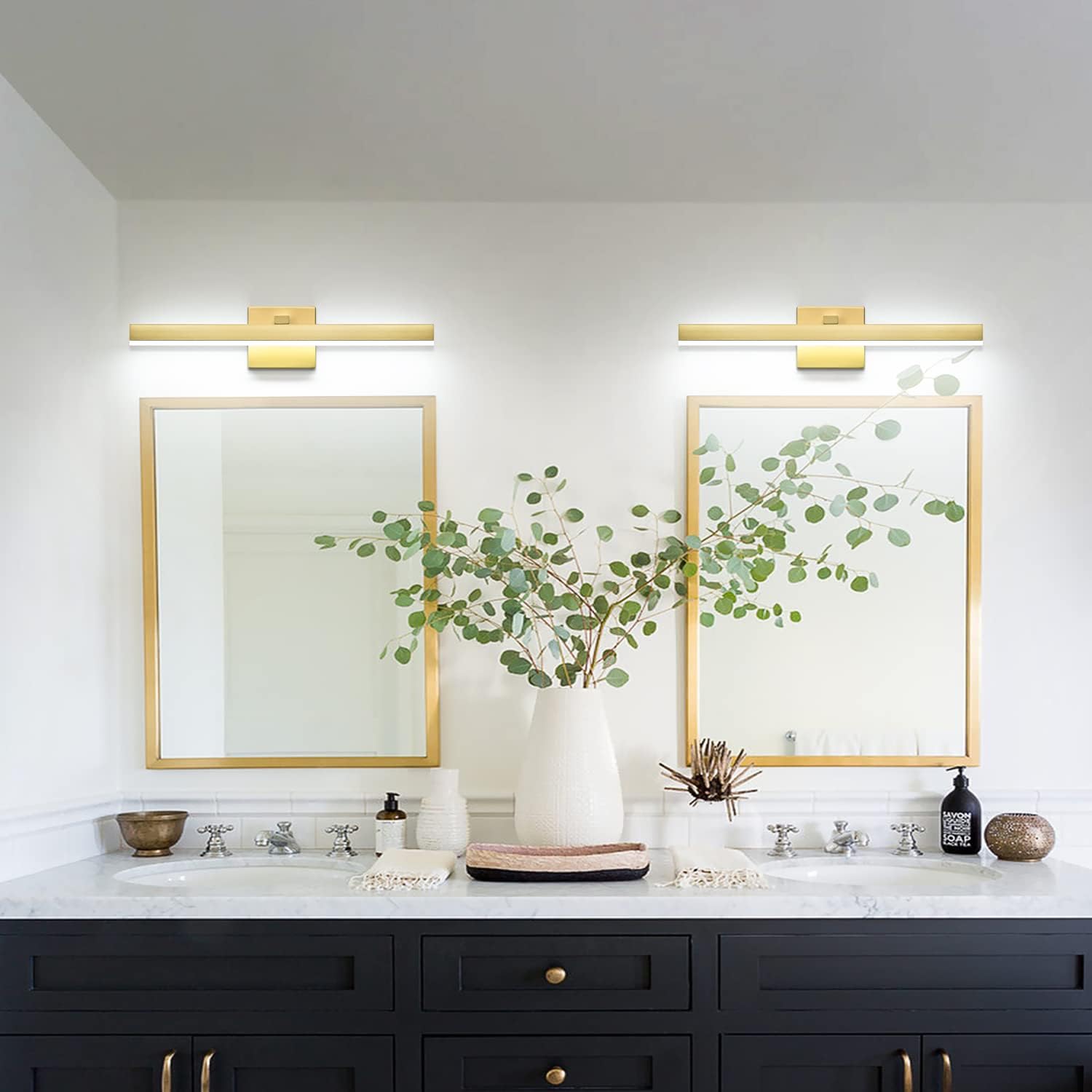 PRESDE 24inch LED Bathroom Vanity Light Modern Gold Bathroom Lights fixtures Over Mirror Dimmable Bath Wall Lighting bar