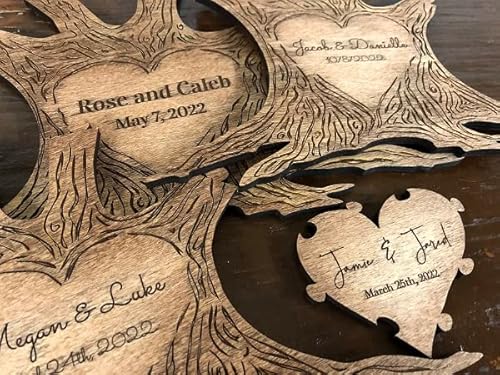 Havoly Personalized Wooden Tree Puzzle Wedding Guest Book Alternative | Custom Engraved Sign In Book Great For Anniversaries, Birthdays, Quinceaneras, Bar/Bat Mitsvahs, Family Reunions, & All Events #TOP3