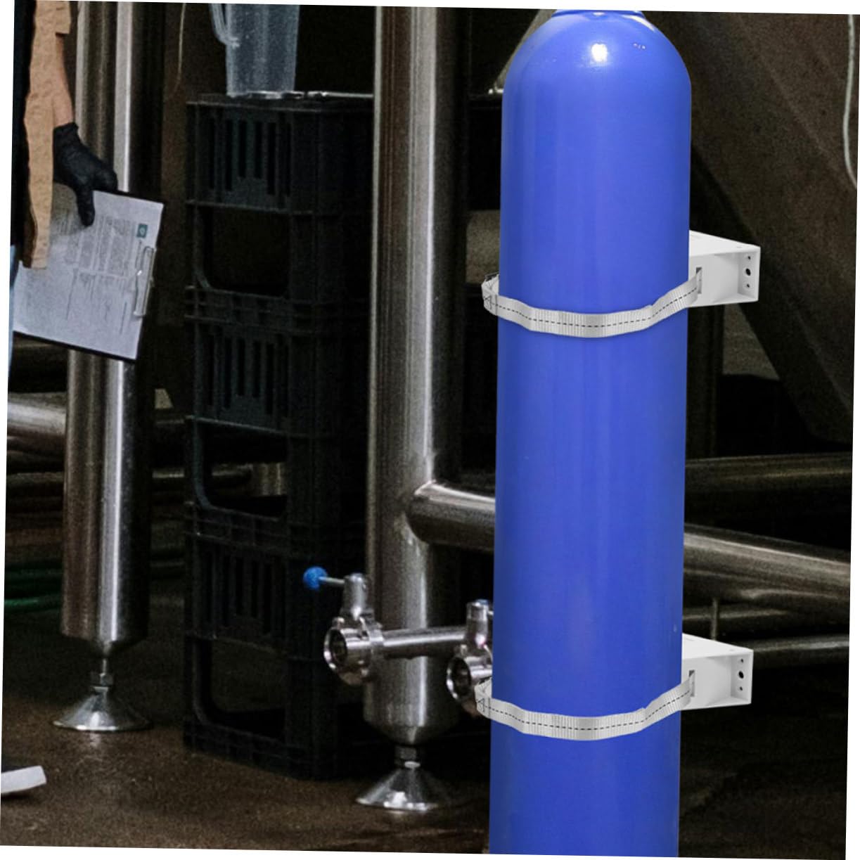 Supporto per Bombola di Propano Plastica con Staffa Parete e Catena di Sicurezza per Montaggio e Riparazione Bombola di Gas