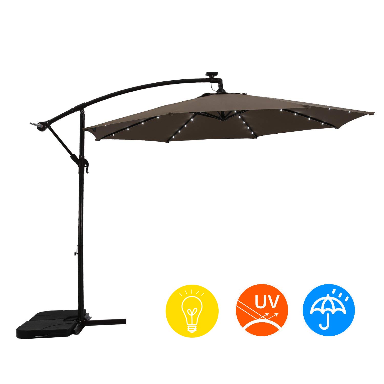Ai Lin 10ft Led Lighted Hanging Offset Umbrella Outdoor Cantilever Market Umbrella With Crank 8 Ribs Taupe Buy Online In Israel At Desertcart