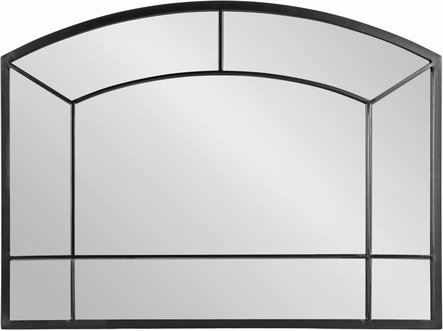 Kate and Laurel Gervais Modern Wide Arched Window Mirror, 36 x 27, Black, Transitional Window Pane Arch Mirror for Use as Statement Mantel Mirror or Decorative Bedroom Mirror