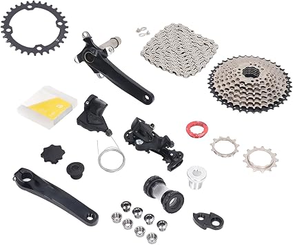 9 Speed Cycling Groupset 11-40T | Aluminum Alloy Crank & Protective Coated Freewheel | Complete Drivetrain Set for Mountain Rides/Road Rides