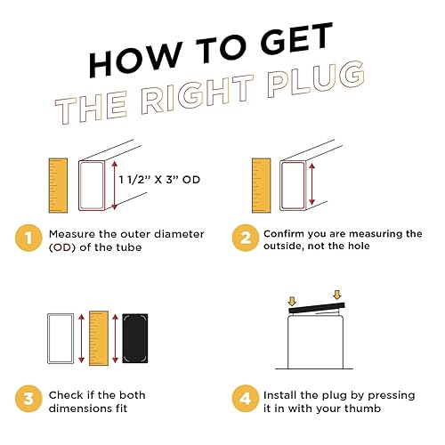 Miniatura 3 de Prescott Plastics Tapas de plástico acanaladas de 1 12 x 3 pulgadas, tapas rectangulares de tubo de metal negro, fuertes inserciones de patas de