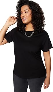 ترنديول تي شيرت بيسيك محبوك للنساء بقصة عادية ورقبة دائرية ضيقة مصنوع من القطن بنسبة 100% مقاس كبير TBBSS22TS0733 ترنديول مقاس كبير وقصة عادية ورقبة دائرية ضيقة ومقاس كبير (عبوة من قطعة واحدة)