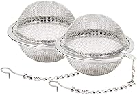 FuStore 2 Pack 2.1 Inch Stainless Steel Mesh Tea Ball Infusers - Reusable Loose Leaf Tea Strainers with Hook