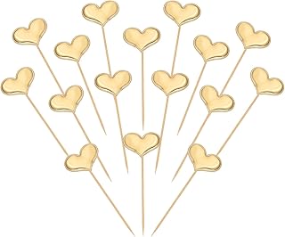 Heart Cupcake Toppers Love Heart Cake Toppers Mini Cupcake Picks, Fit for Wedding Engagement Birthday Party Cake Decorations (30 Pack, Gold)