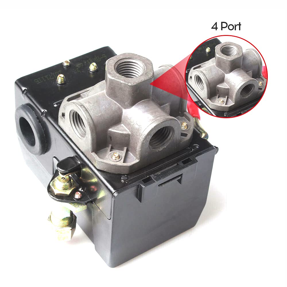 Air Compressor Pressure Switch Mini Electric Control Valve, ABS Material, 1/4 NPT, 4 Female Ports, Energy Saving Design - Image 3