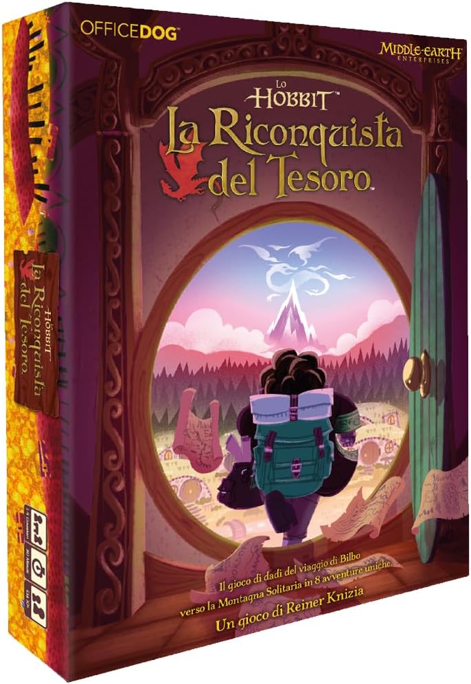 Asmodee The Hobbit: the reconquest of the treasure, game for the whole family from 1 to 4 players from 10 years old, competitive dice game and story in Middle-earth, Italian