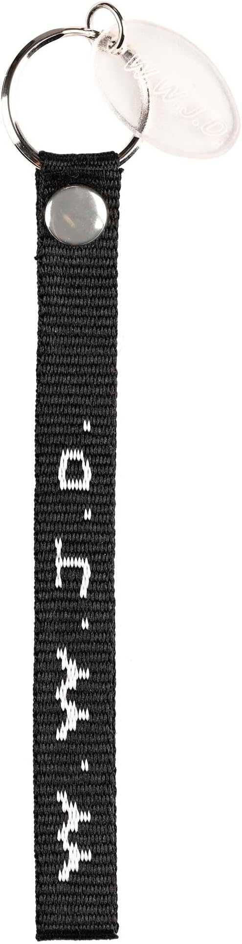 Dicksonsons WKC-01 W.W.J.D Black and White 10 Inches In Length Woven Polyester Wristlet Key Ring Keychain, Black and White, 10 Inch