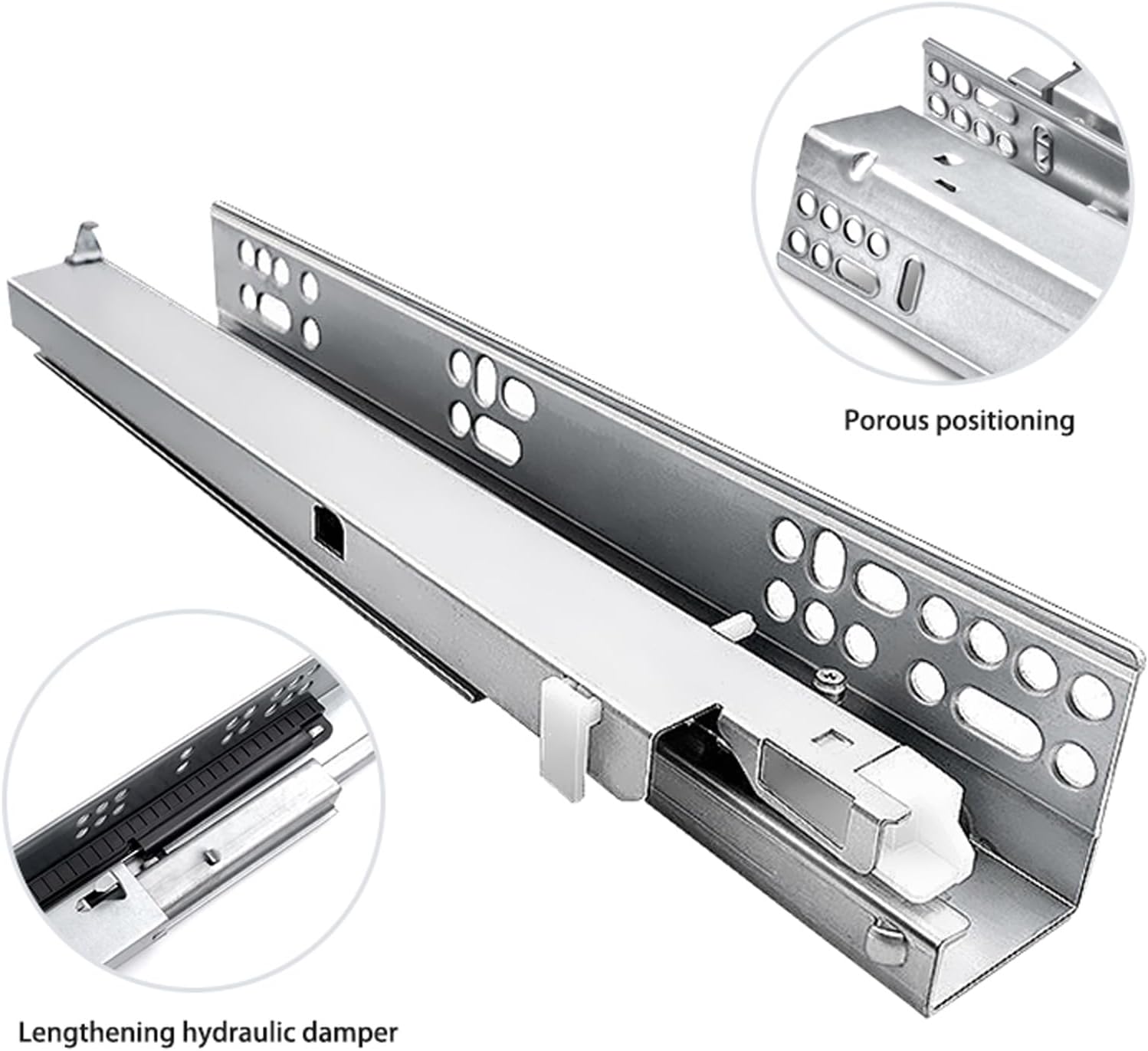 4 Pairs 21 Inch Soft Close Undermount Drawer Slide Full Extension and a 6-Way Adjustment Locking Clip for a Total Installation Freedom and Carries a Load Capacity of 100 LBS (45 kg)