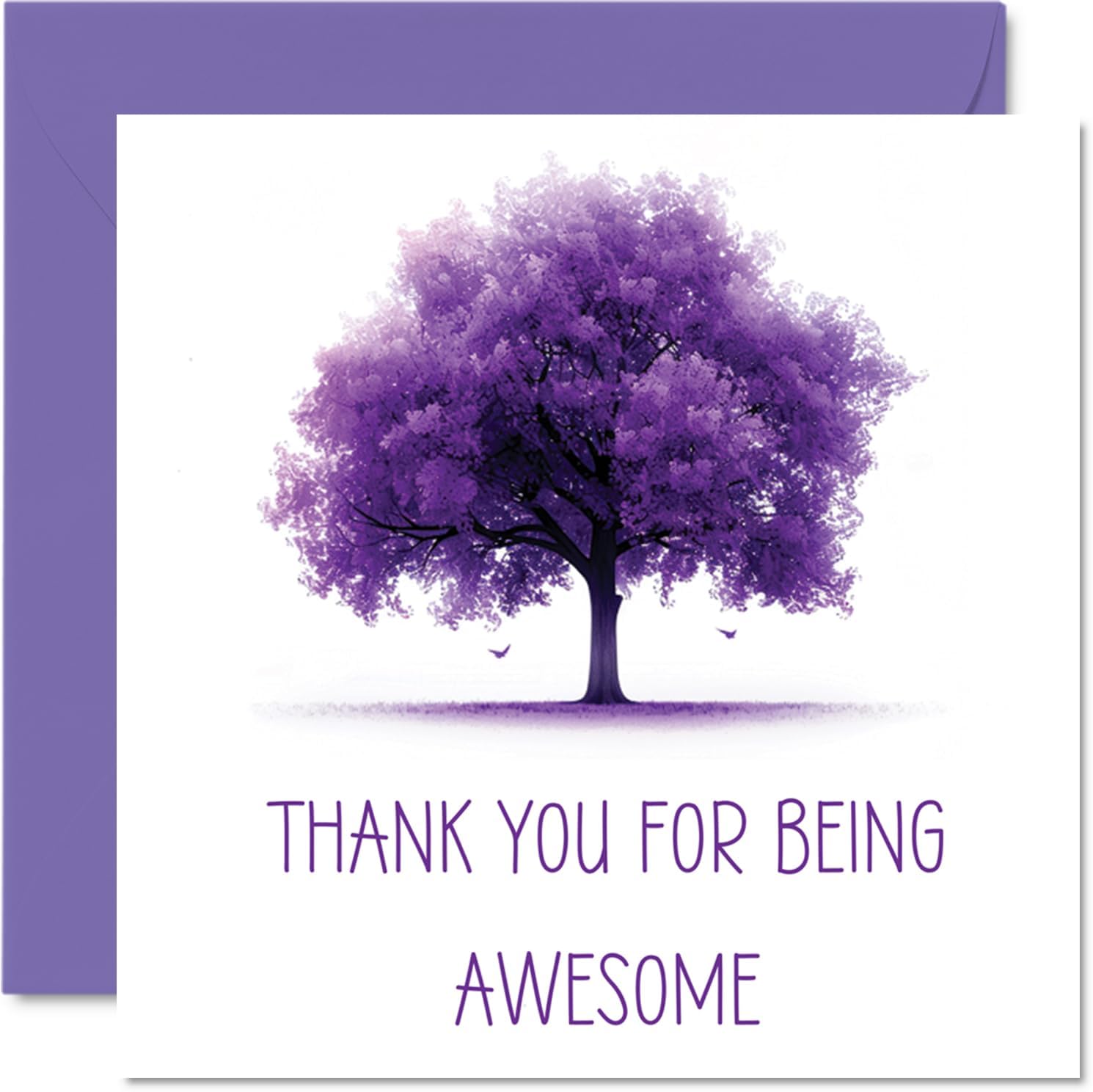 Thank You Cards - Thank You For Being Awesome Colourful Purple Tree - Thankyou Cards for Him Her Men Women, Heartfelt Appreciation Card, 5.7 x 5.7 Inch Thank You So Much Greeting Cards for Gifts