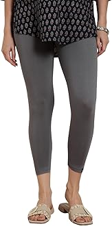 Viscose Elastane Stretch Leggings for Women | Mid Rise Skinny Fit, High Ankle & 7/8 Cropped Length Active Legging