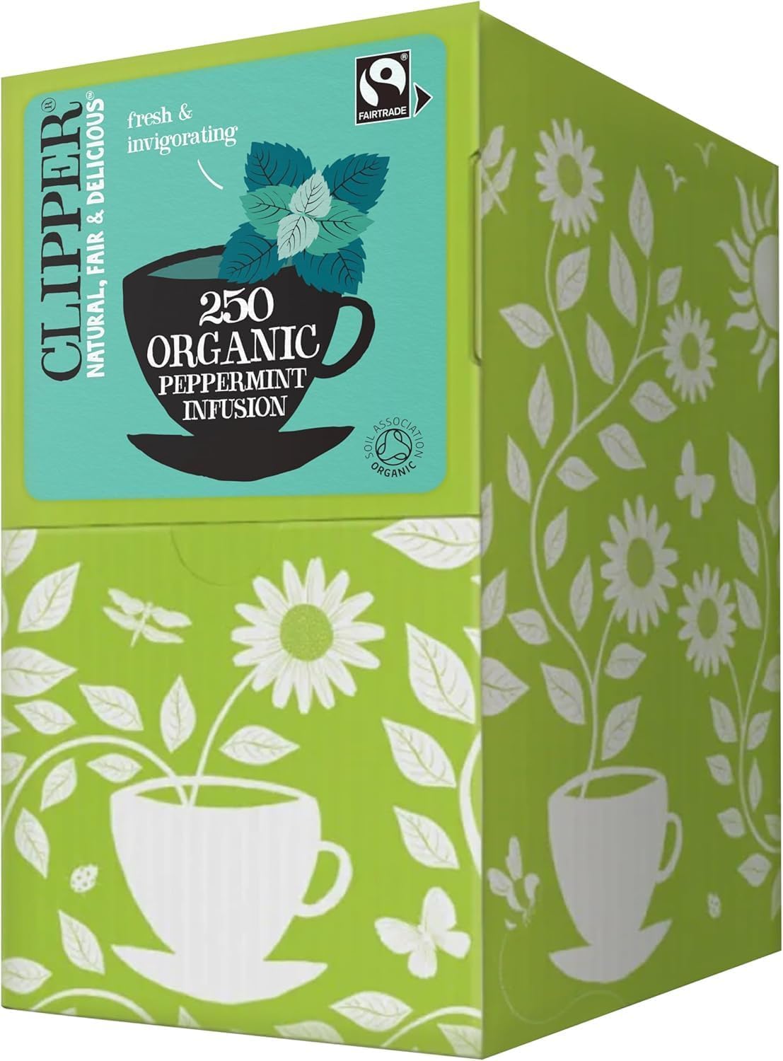 Clipper Organic Peppermint Tea Bags | 250 Individually Wrapped Infusion Teabag Sachets | Bulk Buy for Home & Catering | Caffeine-Free Fairtrade Herbal Tea Bags | Natural, Unbleached & Biodegradable