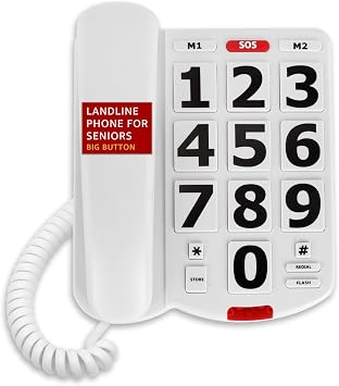 Landline Phone for Seniors, Uvital Big Button Telephone with Memory Dial