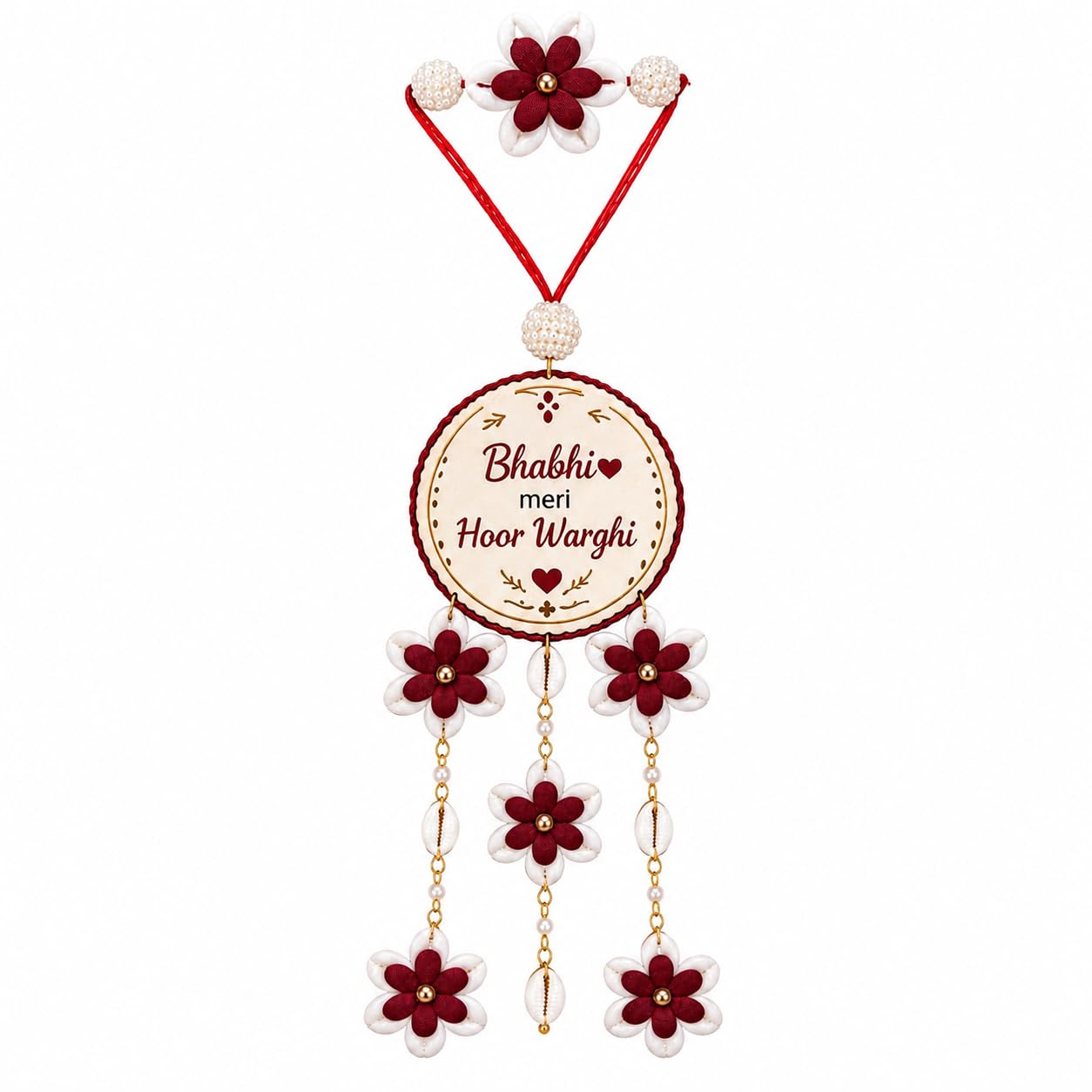DORI Bhabhi Meri Hoor Wargi Lumba Rakhi | Floral Pearl Hanging Bracelet for Sister-in-Law | Designer Bhabhi Gift for Raksha Bandhan-image-40