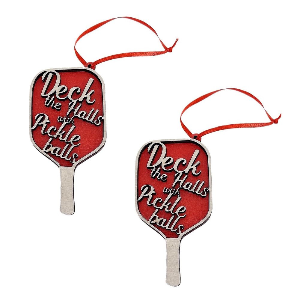 Wouueso Pickleball Christmas Ornament, Deck The Hall with Pickle Balls, Hanging Tree Accessories