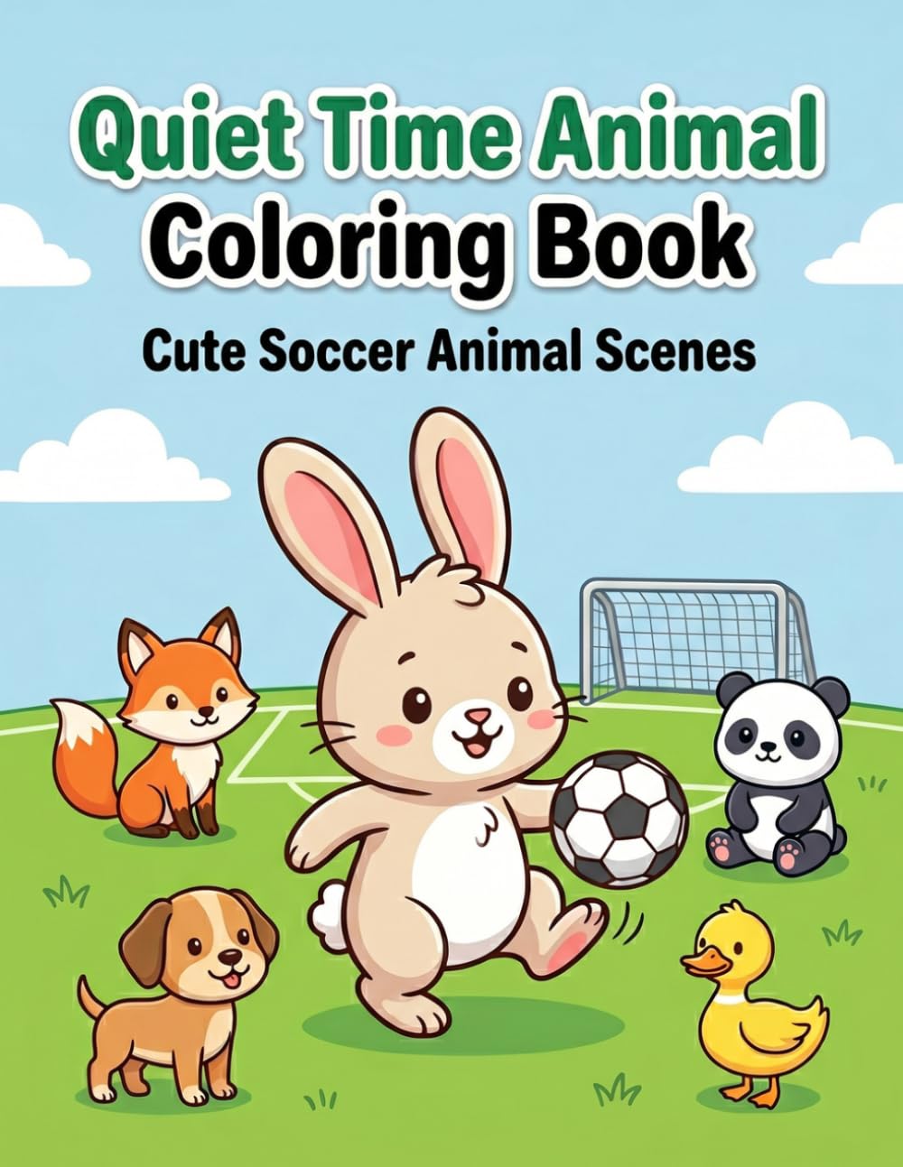 Quiet Time Animal Coloring Book: Cute Soccer Animal Scenes for Kids