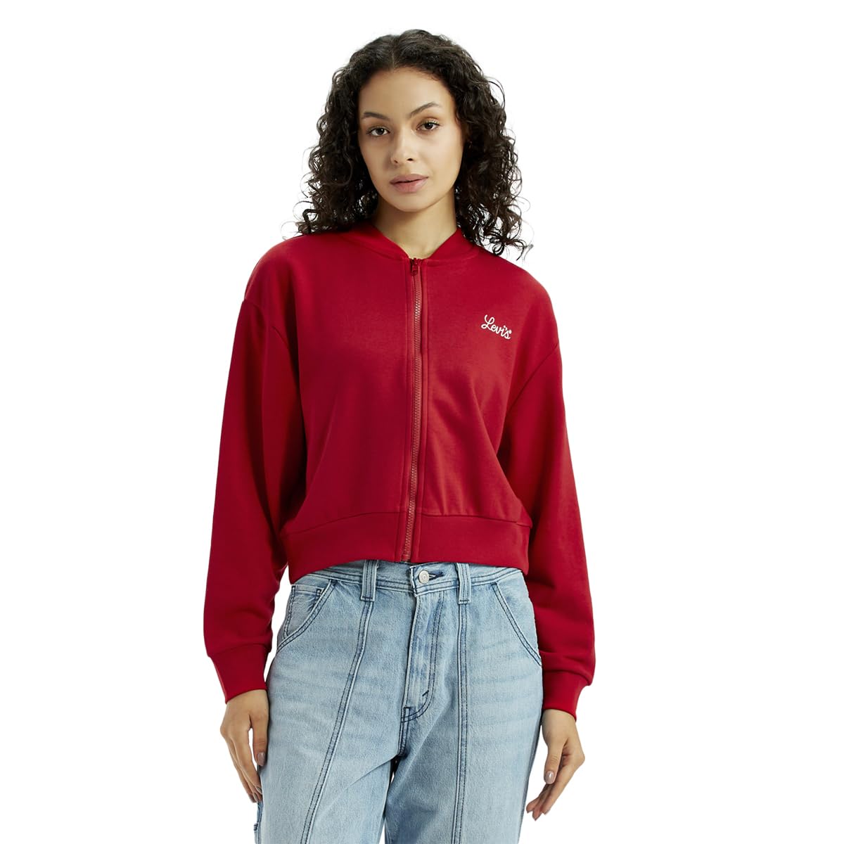levi's Women's Brand Logo Red Collar Neck Sweatshirt-picture-41