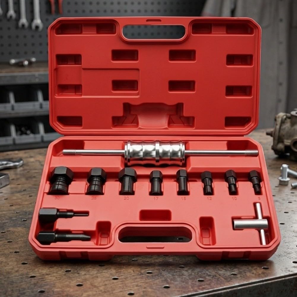 Juego de 12 extractores de rodamientos de agujero ciego de 8 a 32 mm con martillo deslizante, kit de herramientas de extracción de rodamientos internos para automóviles y motocicletas